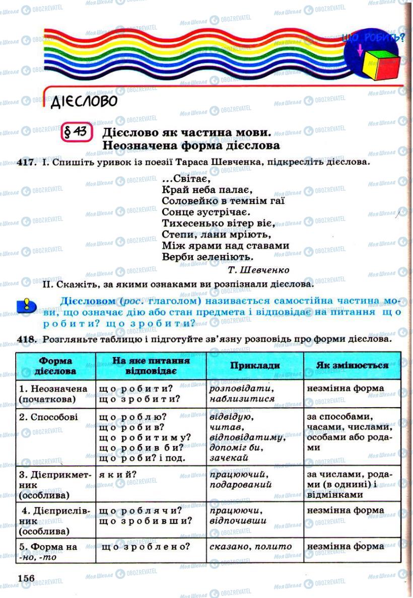 Підручники Українська мова 6 клас сторінка  156