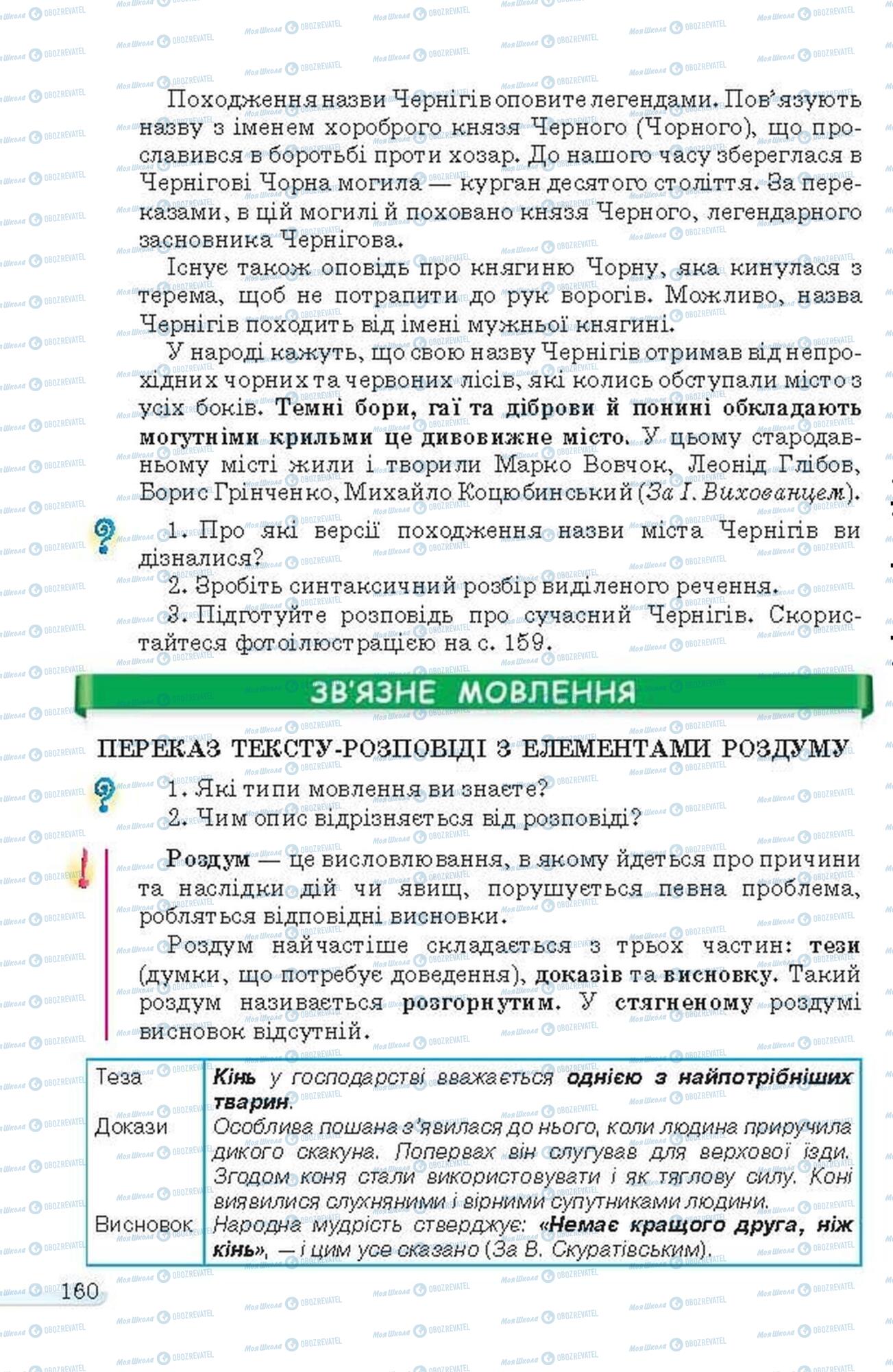 Підручники Українська мова 6 клас сторінка 160