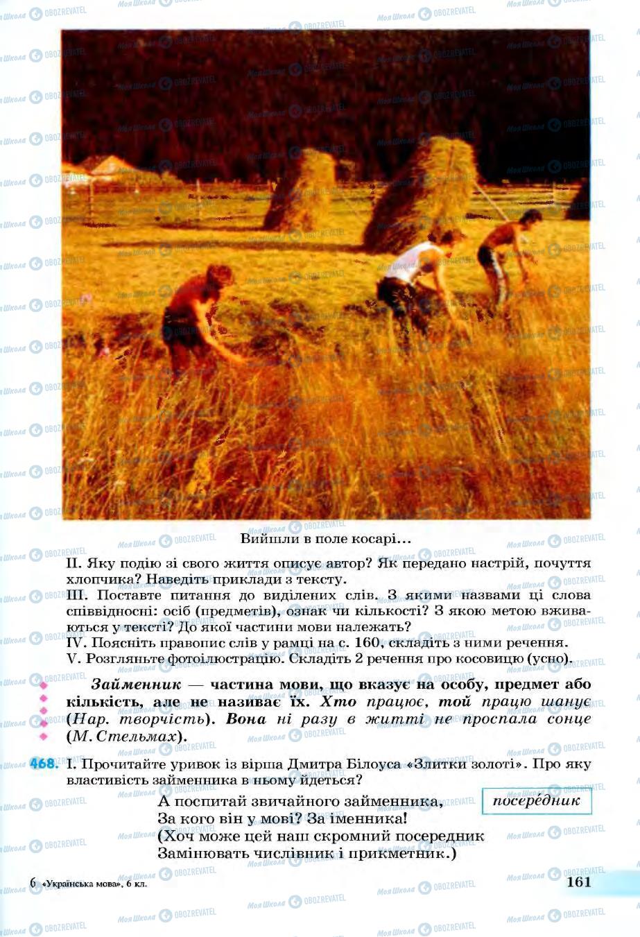 Підручники Українська мова 6 клас сторінка 161