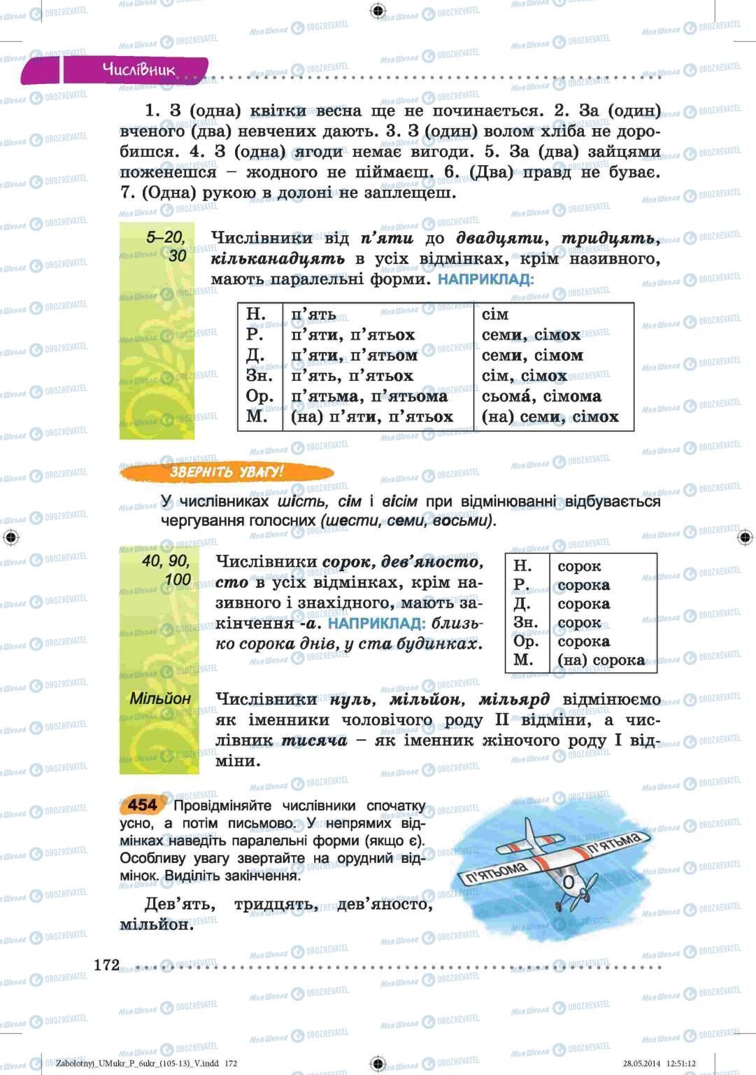 Учебники Укр мова 6 класс страница  172