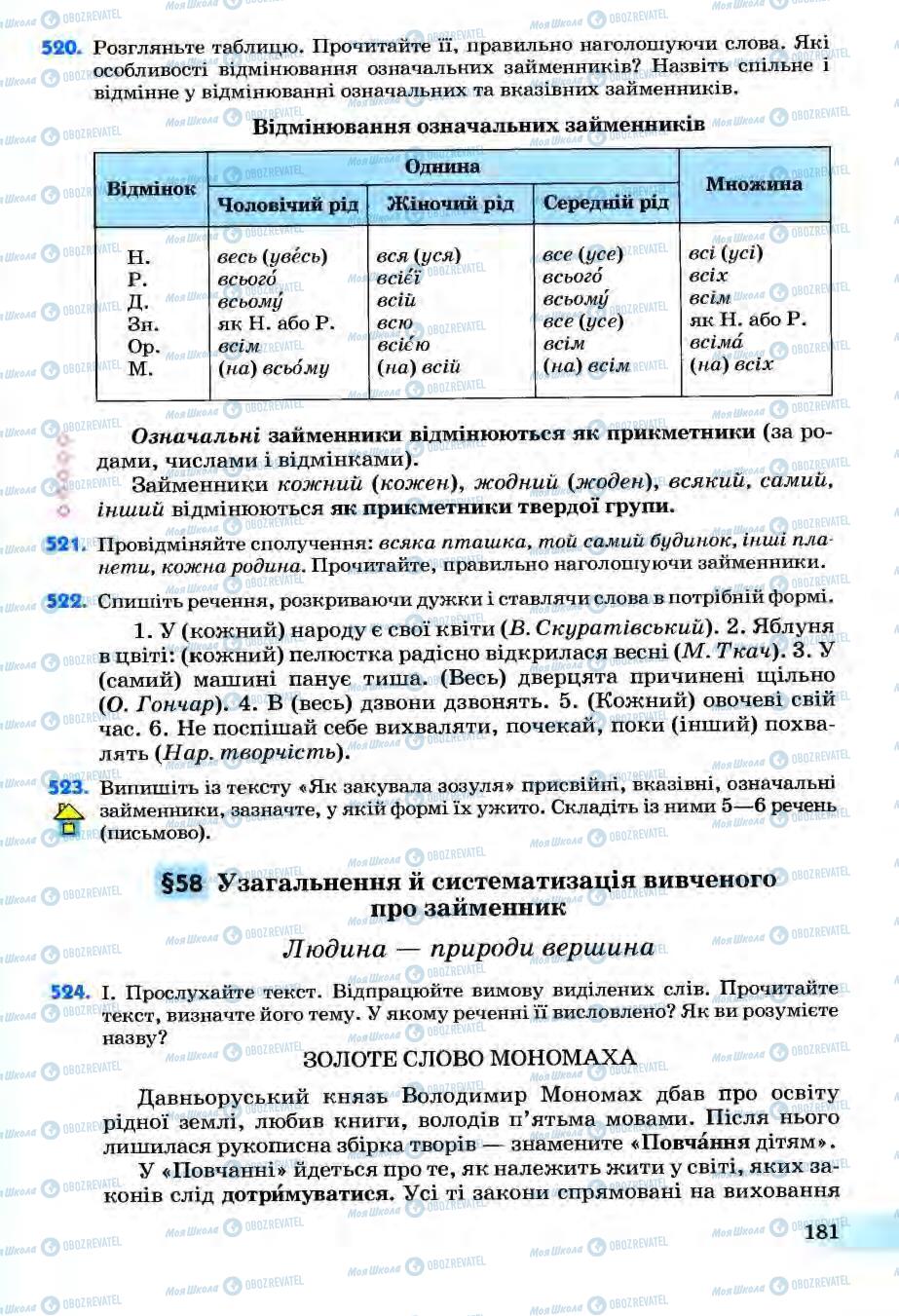 Учебники Укр мова 6 класс страница 181
