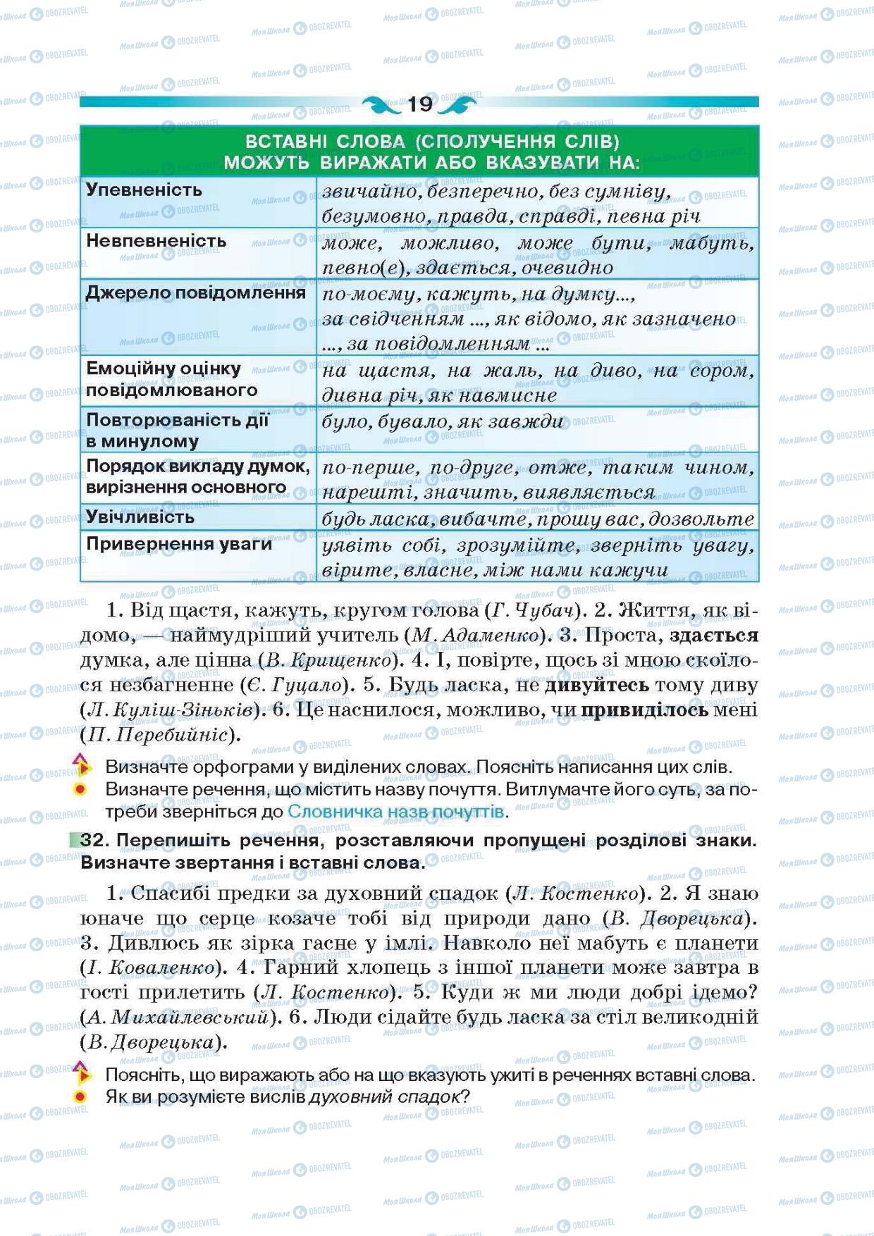 Учебники Укр мова 6 класс страница 19