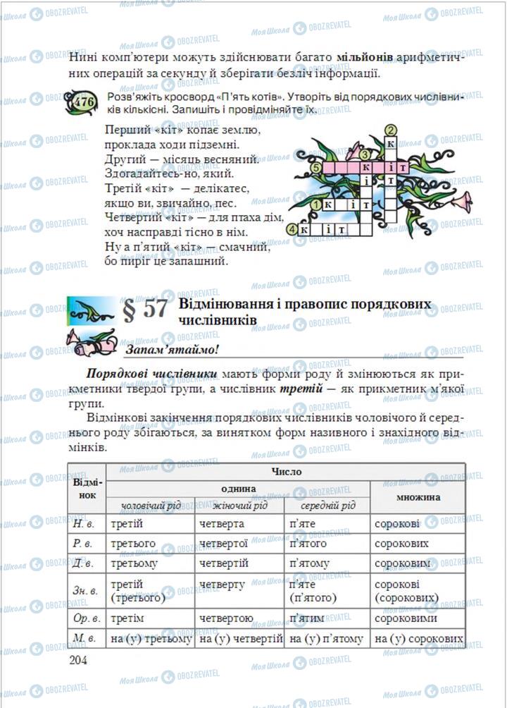 Учебники Укр мова 6 класс страница  204