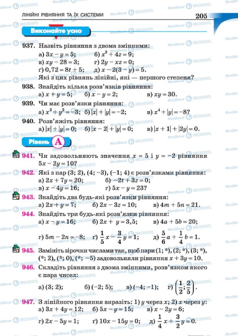 Підручники Алгебра 7 клас сторінка 205