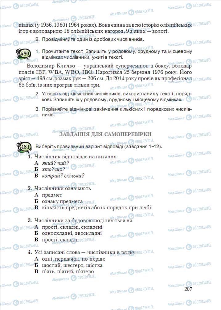 Підручники Українська мова 6 клас сторінка  207