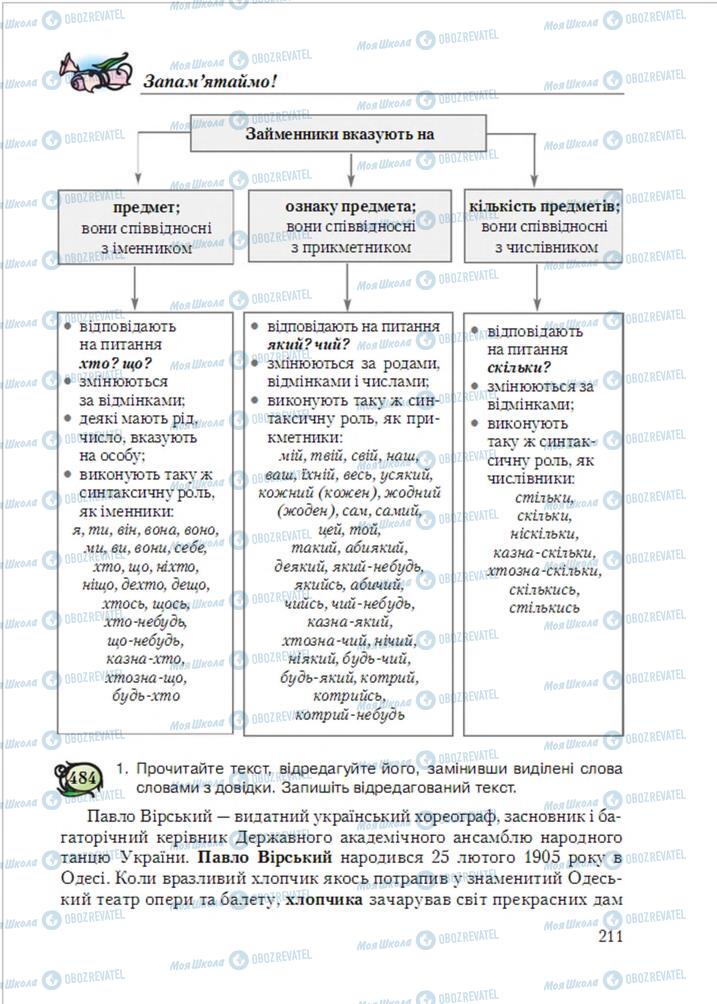 Учебники Укр мова 6 класс страница 211