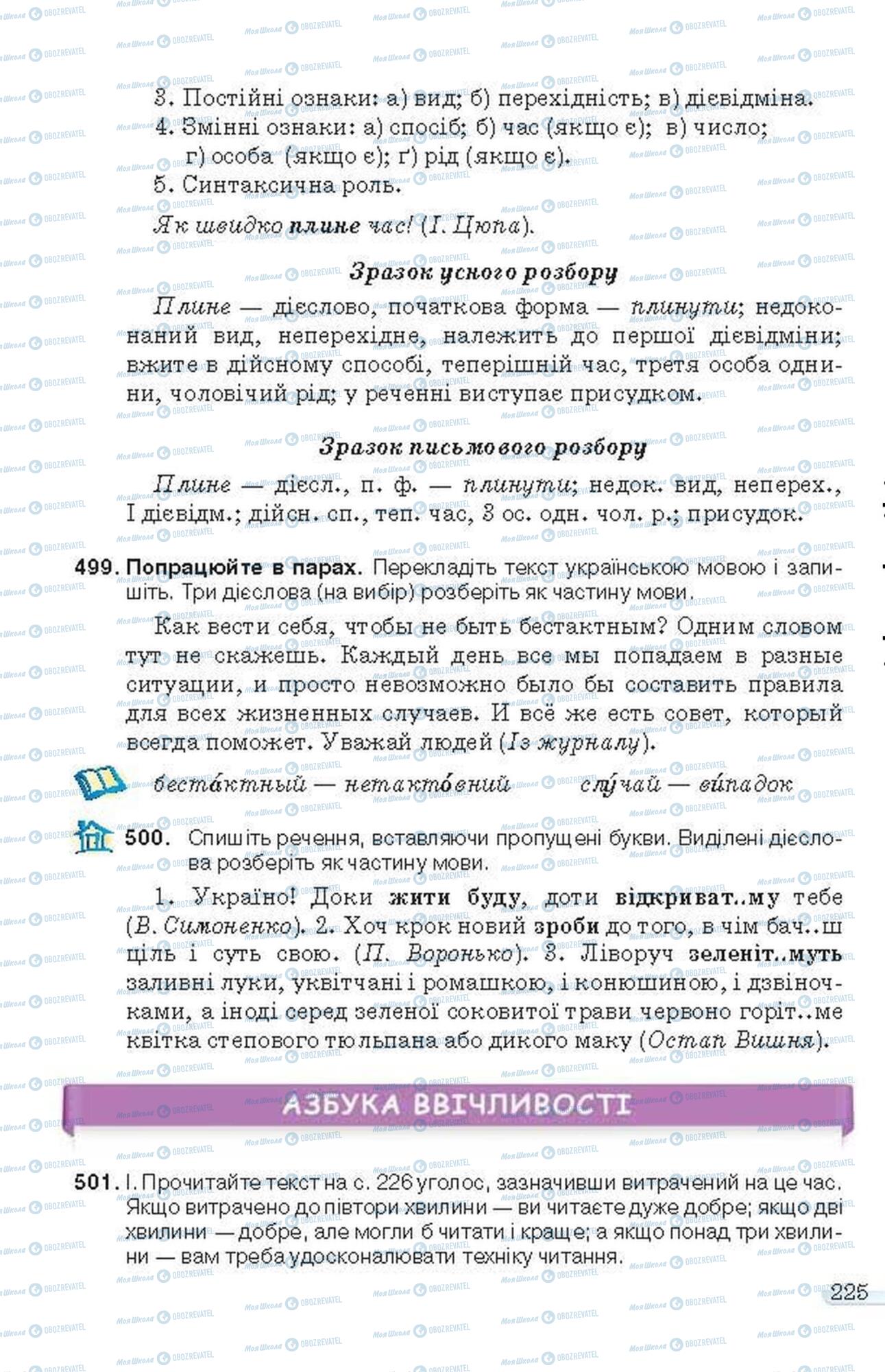 Підручники Українська мова 6 клас сторінка 225