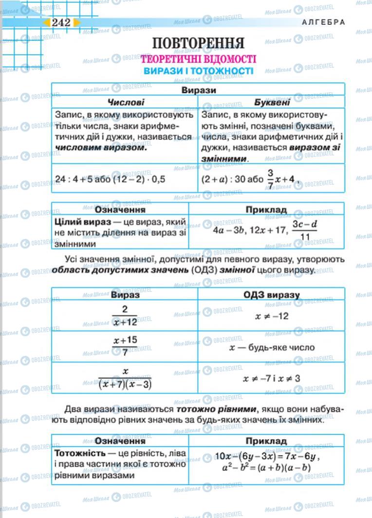 Підручники Алгебра 7 клас сторінка 242