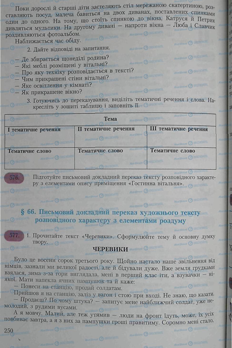 Підручники Українська мова 6 клас сторінка 250