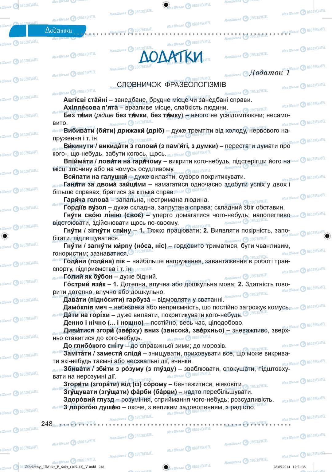 Підручники Українська мова 6 клас сторінка  248