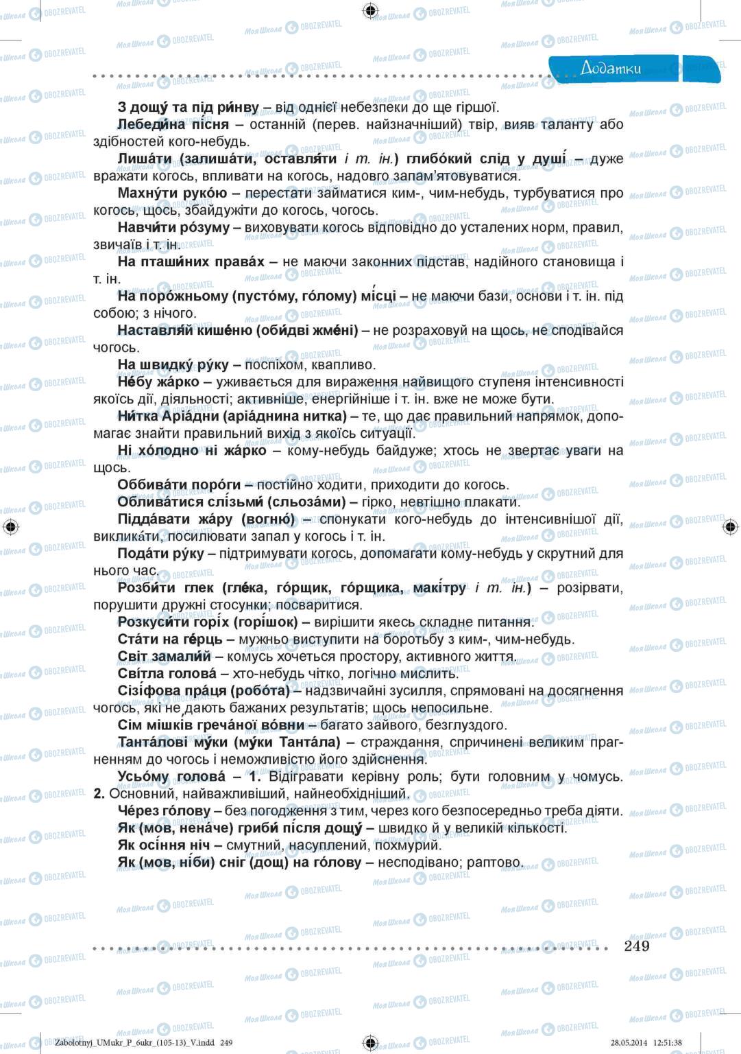 Підручники Українська мова 6 клас сторінка  249