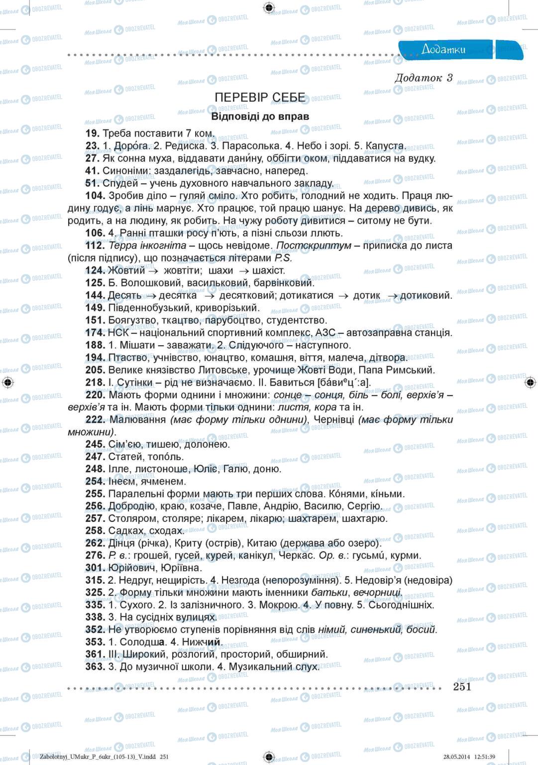 Підручники Українська мова 6 клас сторінка  251