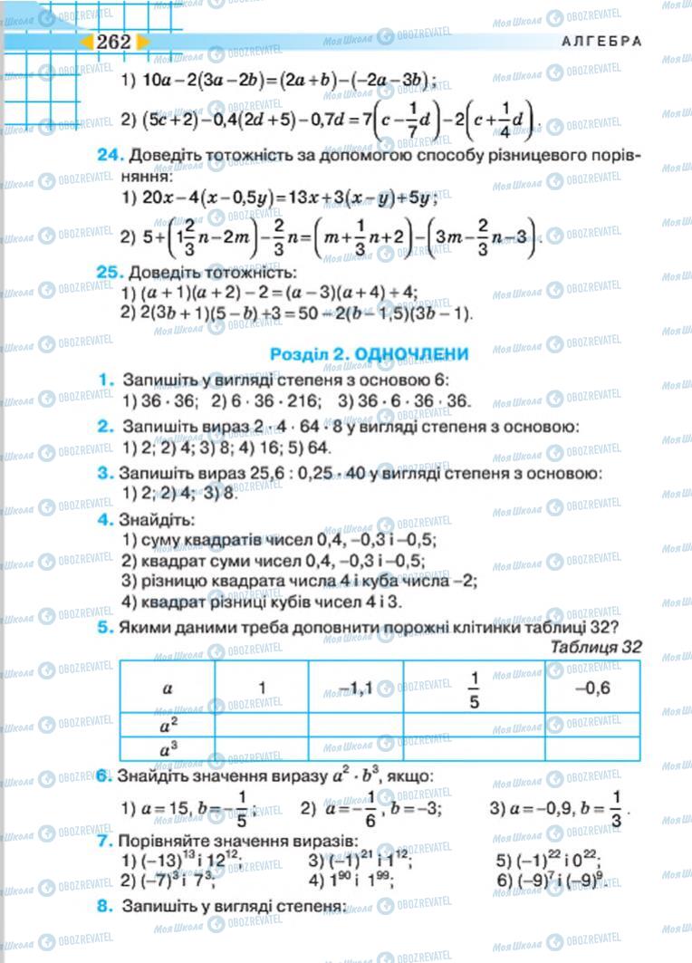 Підручники Алгебра 7 клас сторінка 262