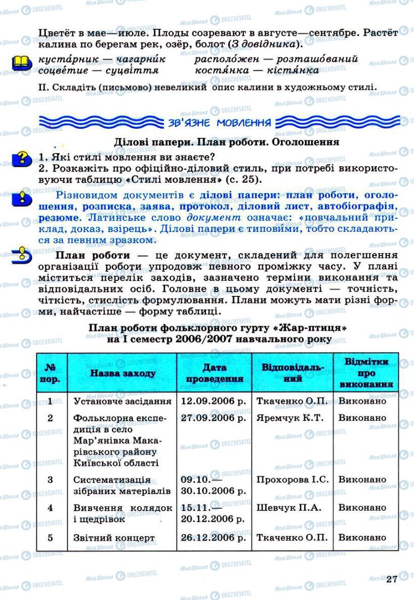 Учебники Укр мова 6 класс страница 27