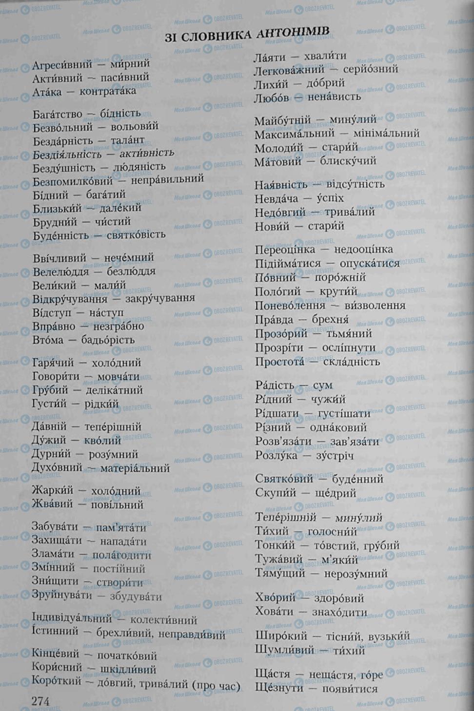 Учебники Укр мова 6 класс страница 274