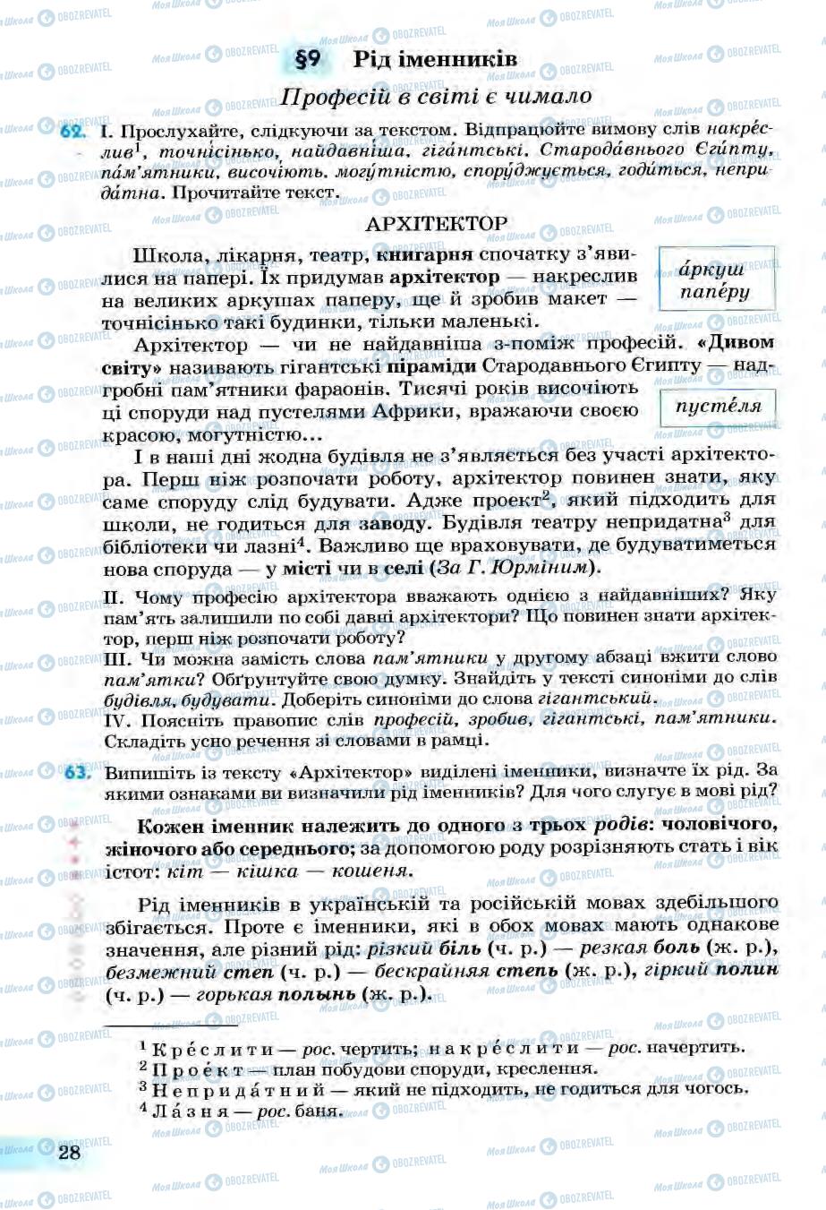 Підручники Українська мова 6 клас сторінка 28