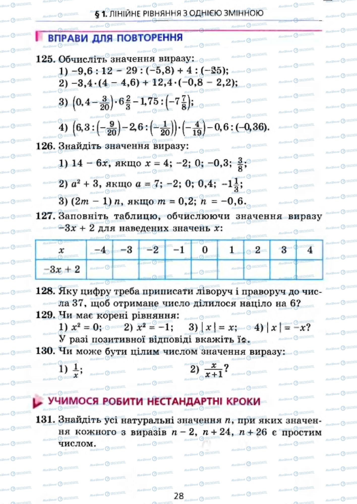 Підручники Алгебра 7 клас сторінка 28