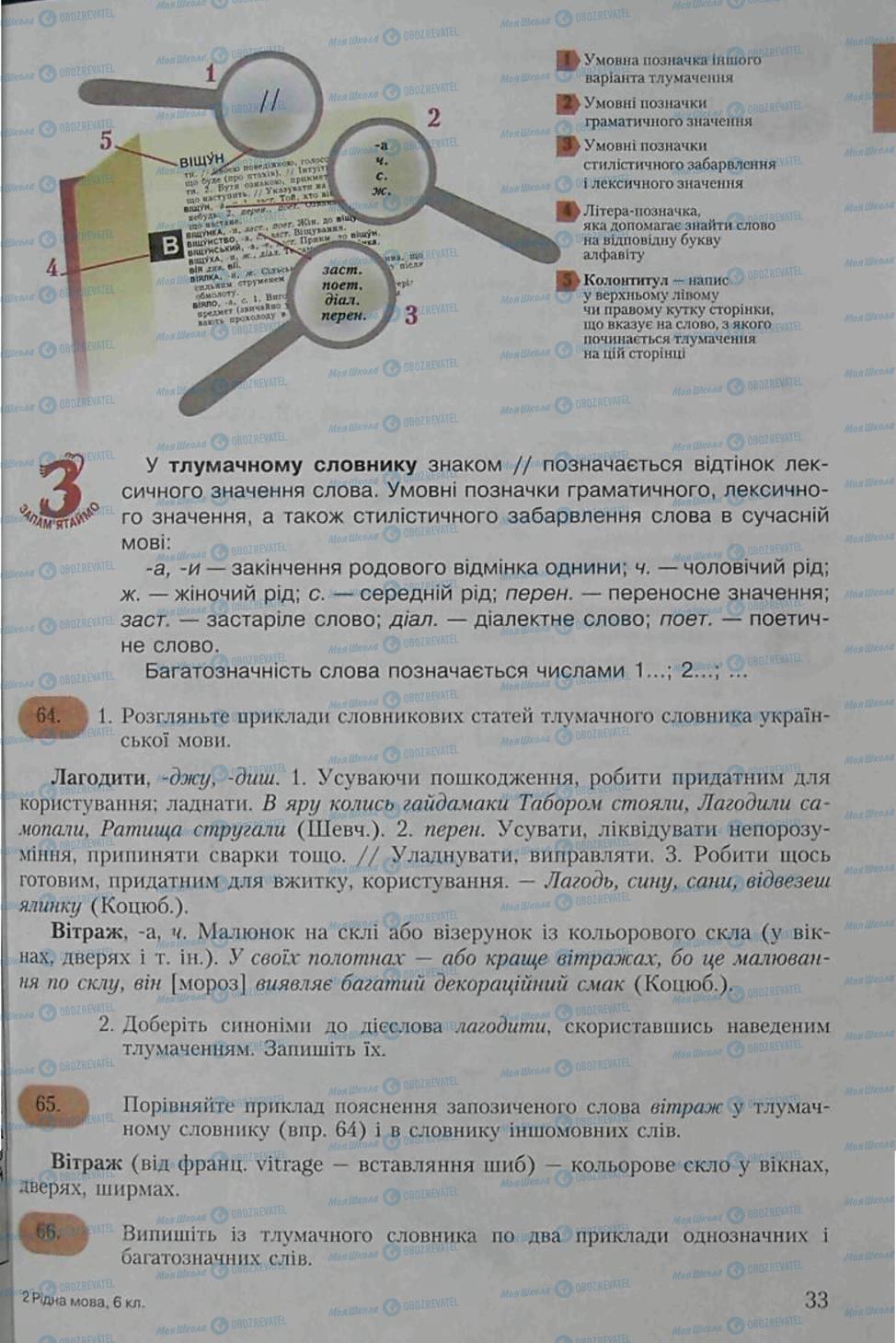 Підручники Українська мова 6 клас сторінка  33