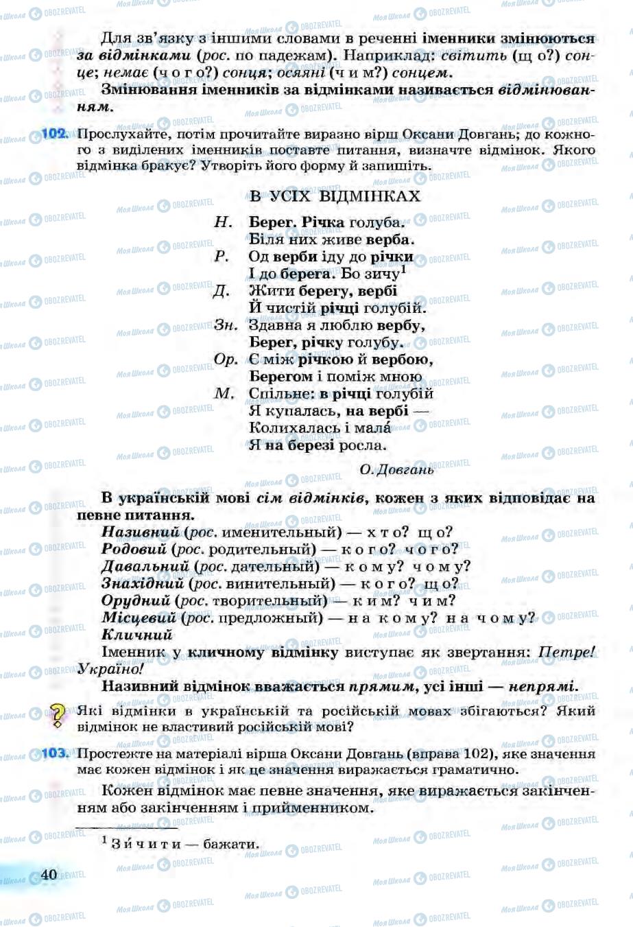 Підручники Українська мова 6 клас сторінка 40