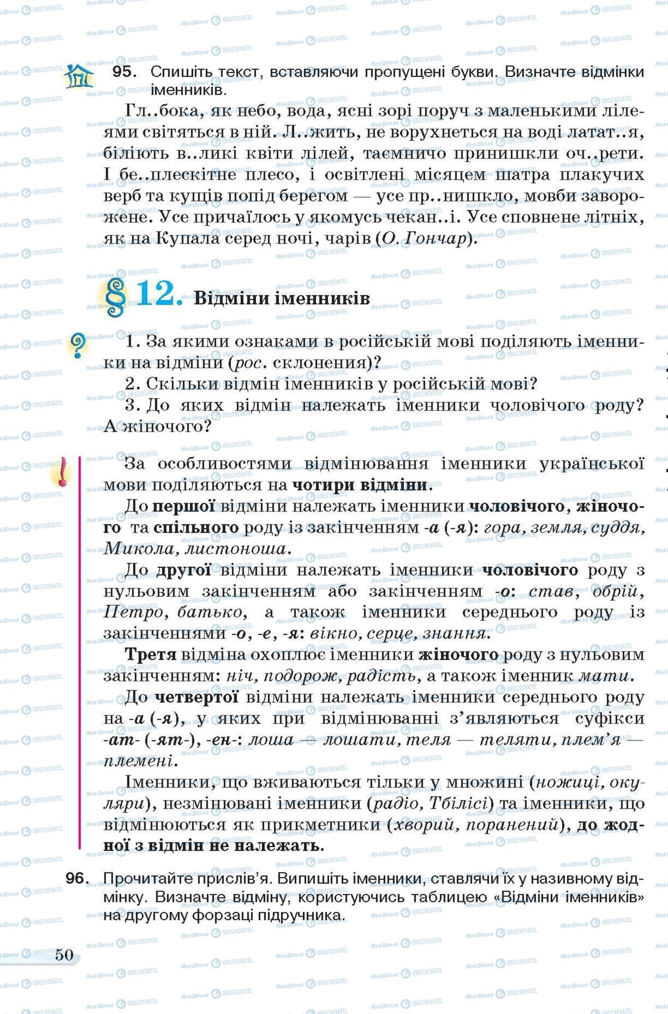 Підручники Українська мова 6 клас сторінка 50