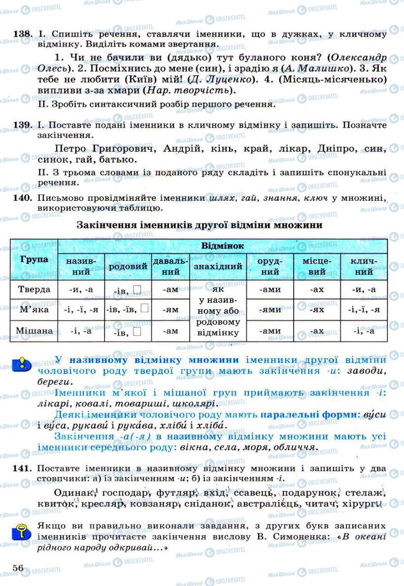 Учебники Укр мова 6 класс страница 56