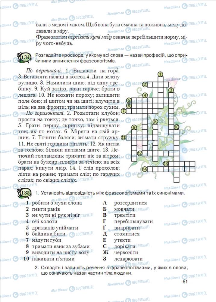 Підручники Українська мова 6 клас сторінка 61