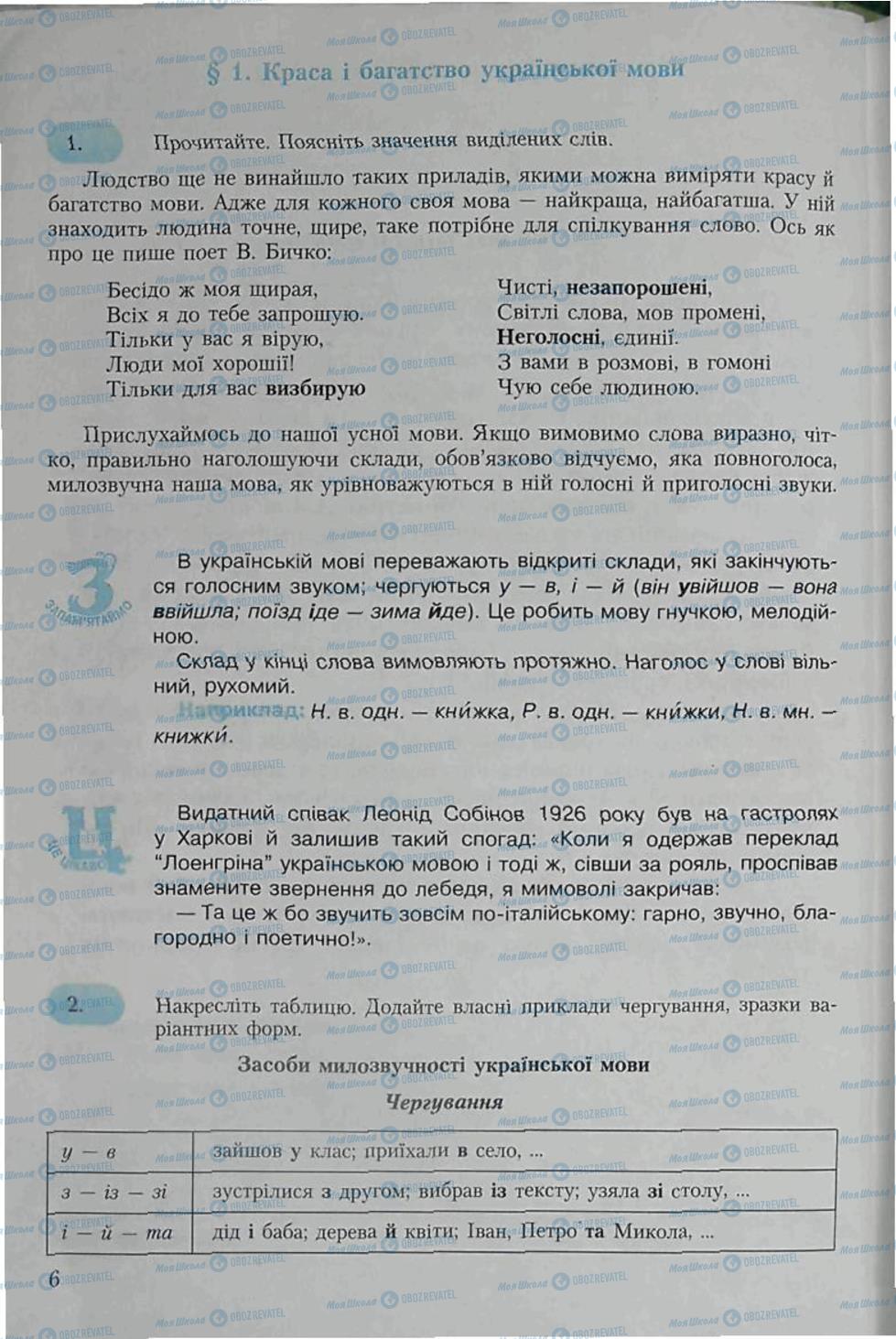 Підручники Українська мова 6 клас сторінка 6