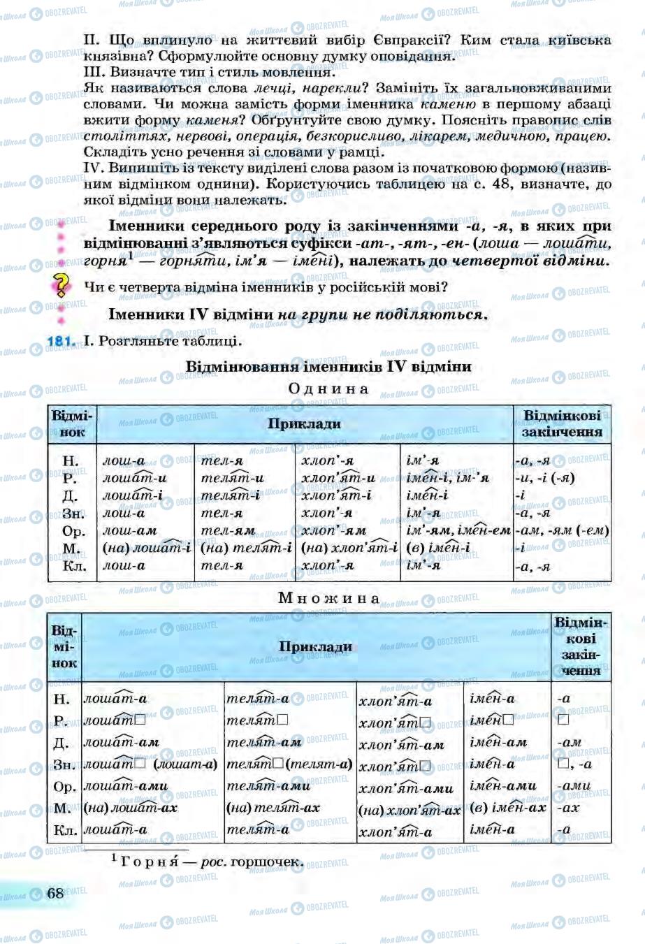 Підручники Українська мова 6 клас сторінка 68