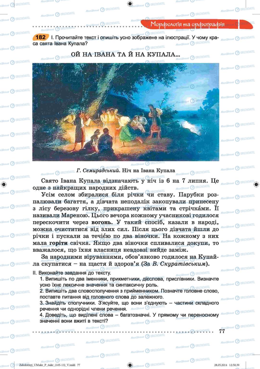 Підручники Українська мова 6 клас сторінка  77