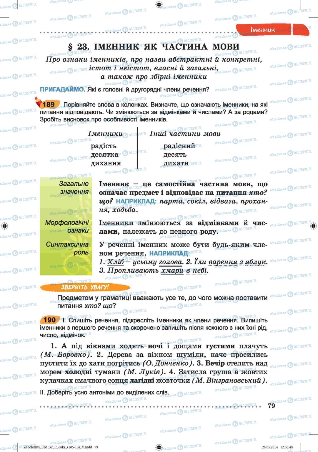 Підручники Українська мова 6 клас сторінка  79
