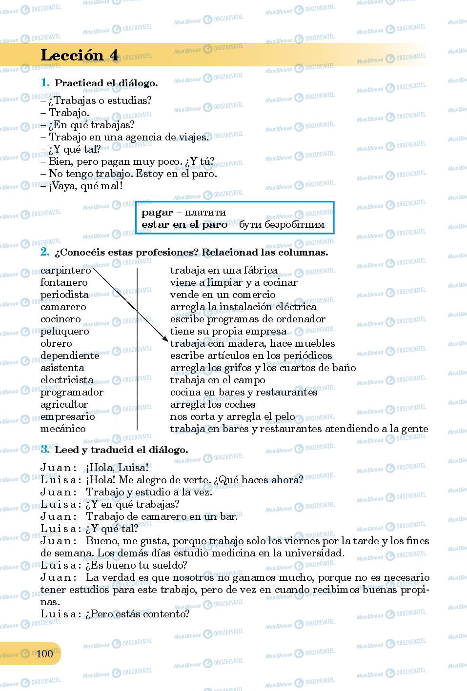 Підручники Іспанська мова 8 клас сторінка 100