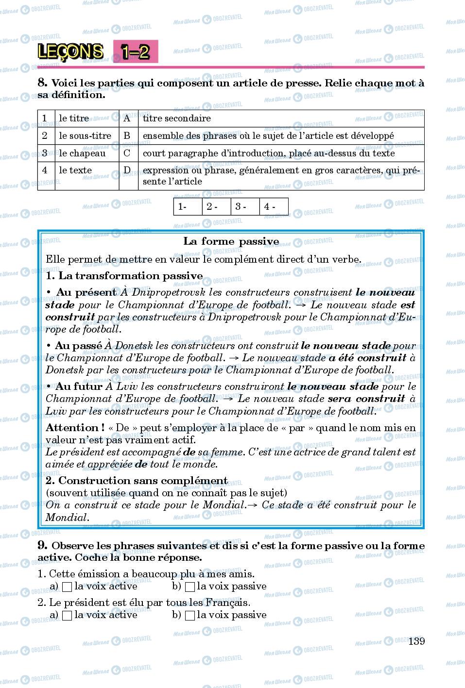 Підручники Французька мова 8 клас сторінка 139