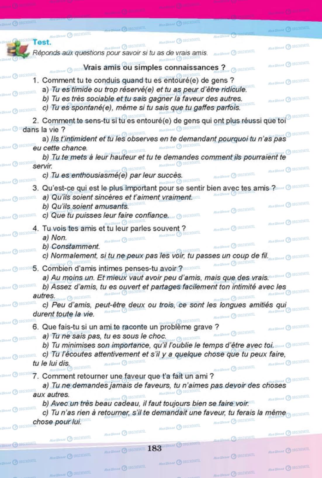 Підручники Французька мова 8 клас сторінка 183