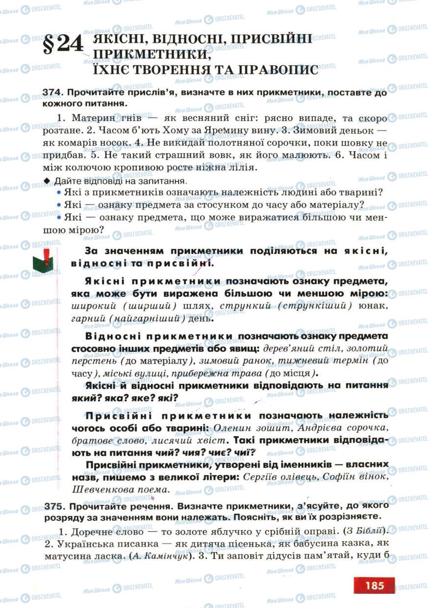 Підручники Українська мова 6 клас сторінка 185