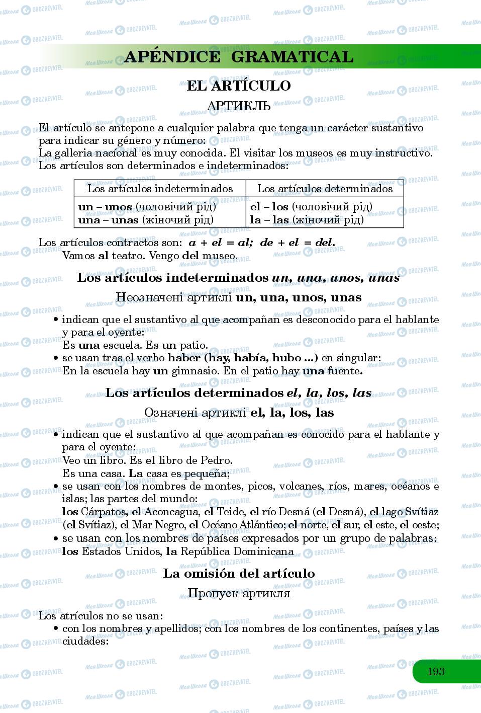 Підручники Іспанська мова 8 клас сторінка 193