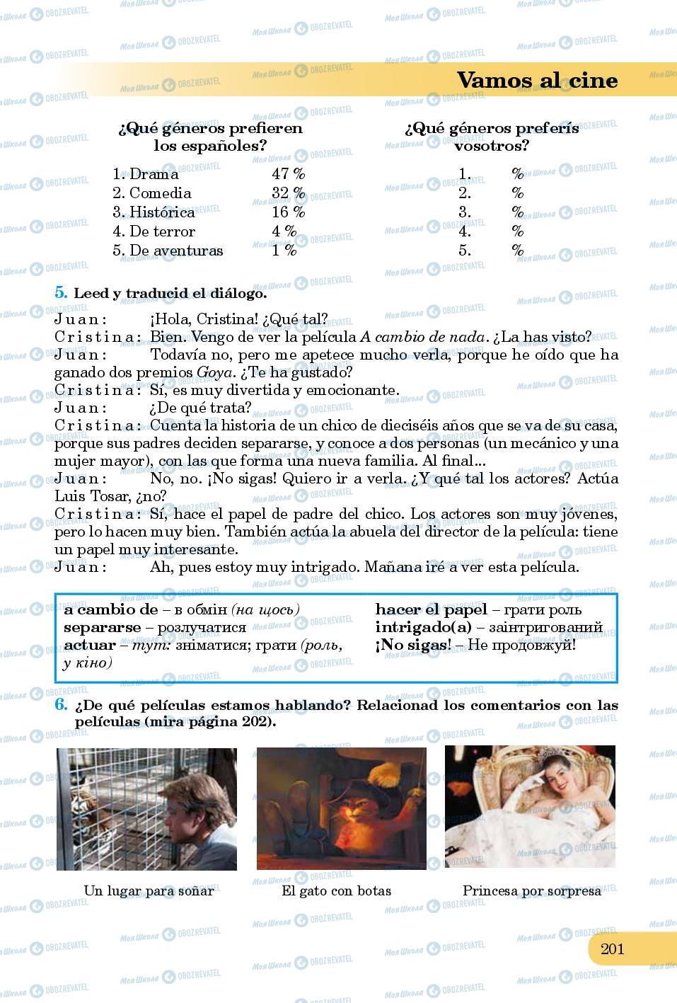 Підручники Іспанська мова 8 клас сторінка 201