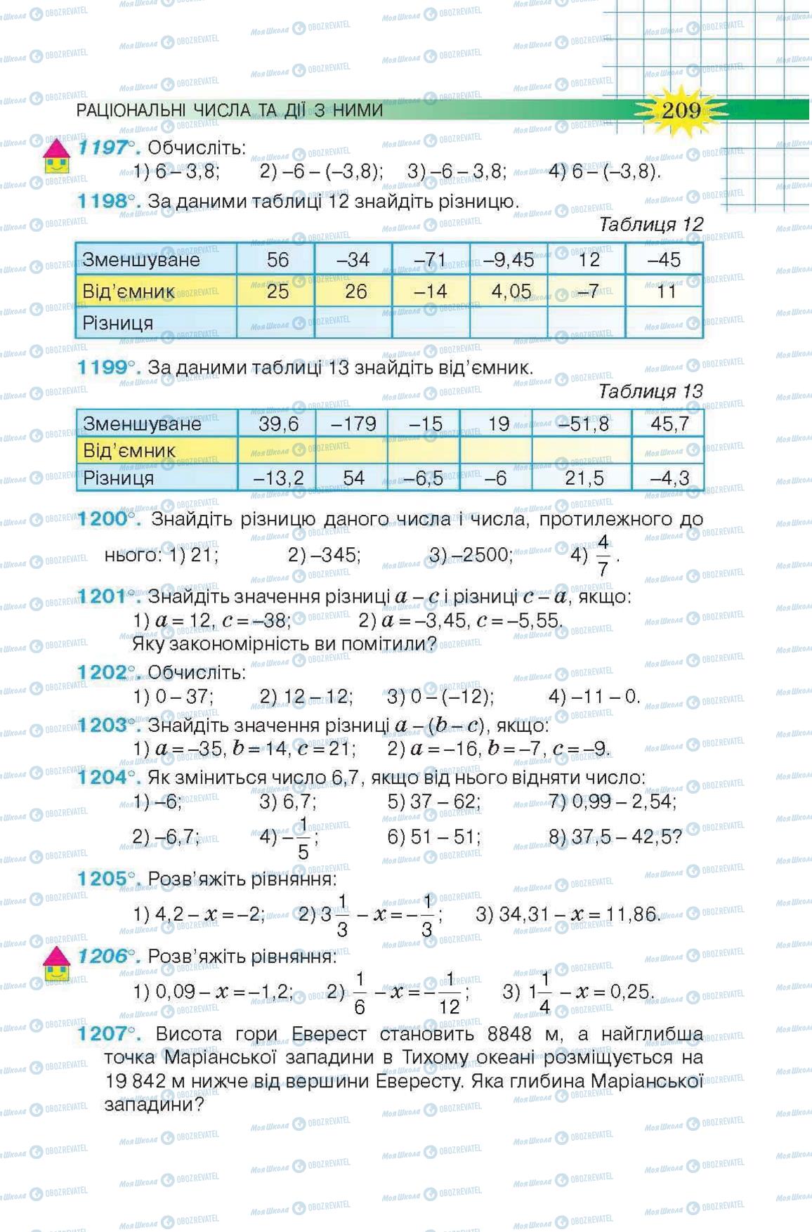 Підручники Математика 6 клас сторінка 209