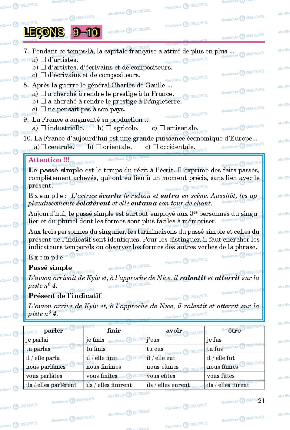 Підручники Французька мова 8 клас сторінка 21