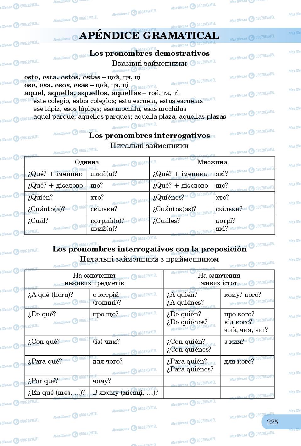 Підручники Іспанська мова 8 клас сторінка 225