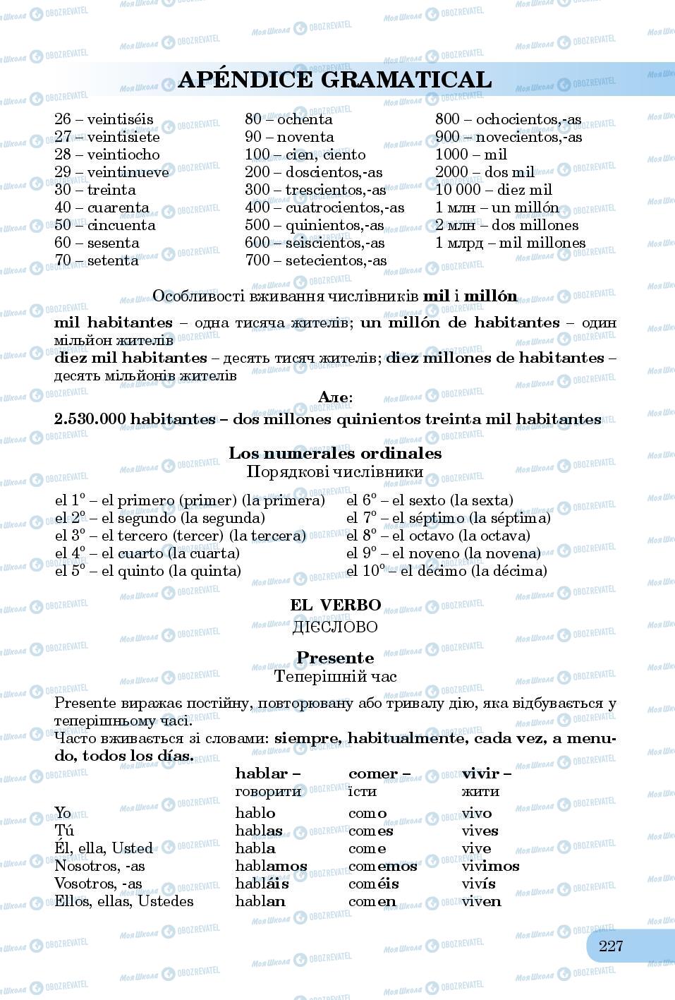Підручники Іспанська мова 8 клас сторінка 227