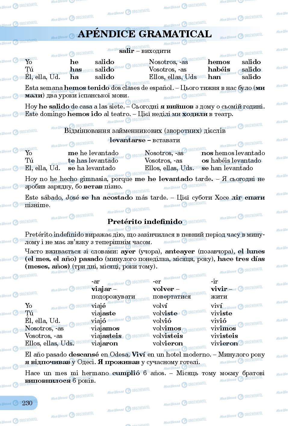 Підручники Іспанська мова 8 клас сторінка 230