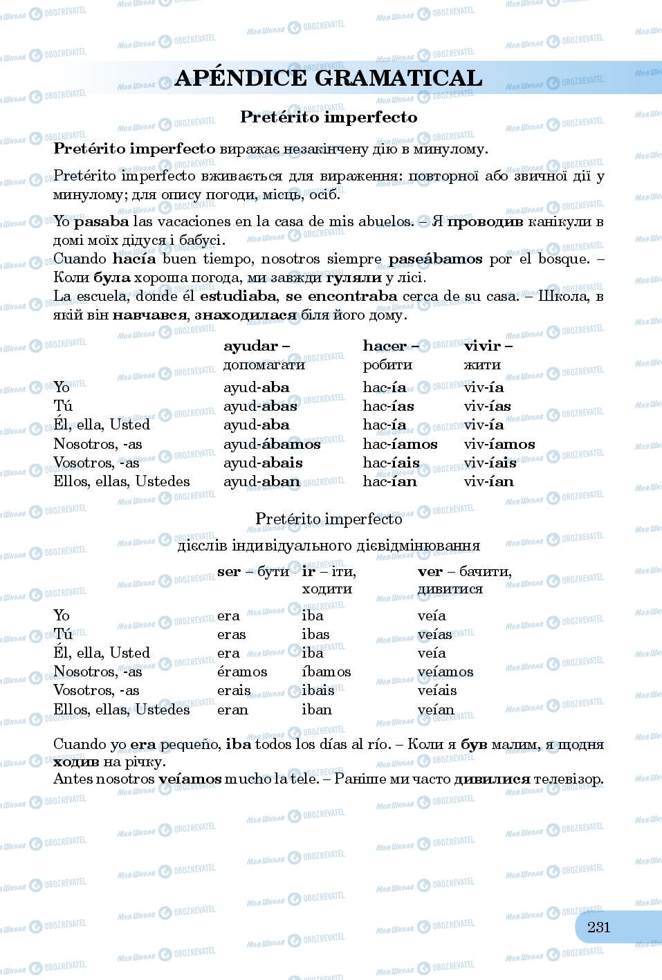 Підручники Іспанська мова 8 клас сторінка 231