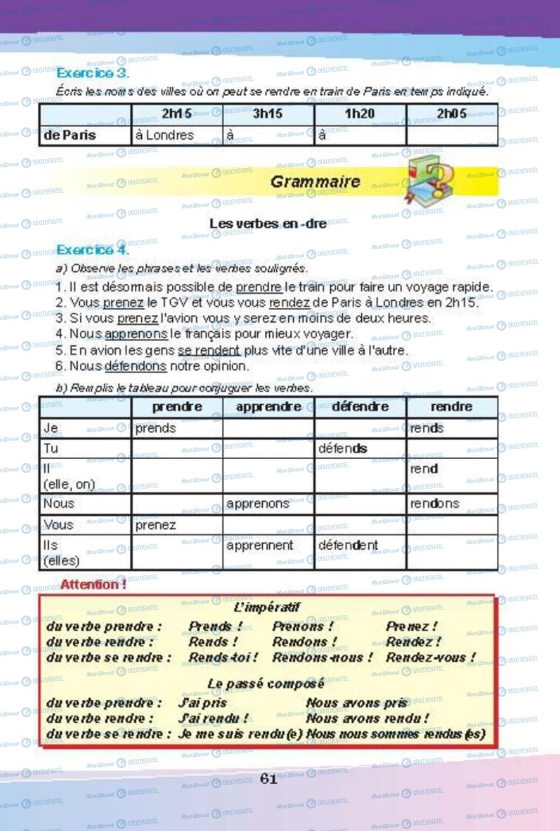 Підручники Французька мова 8 клас сторінка 61