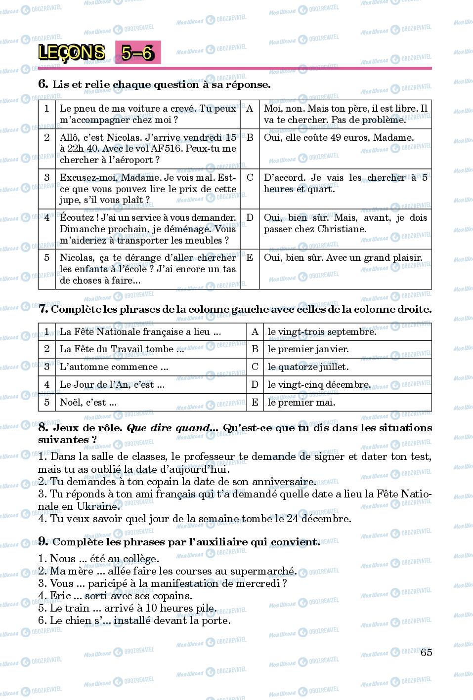 Підручники Французька мова 8 клас сторінка  65