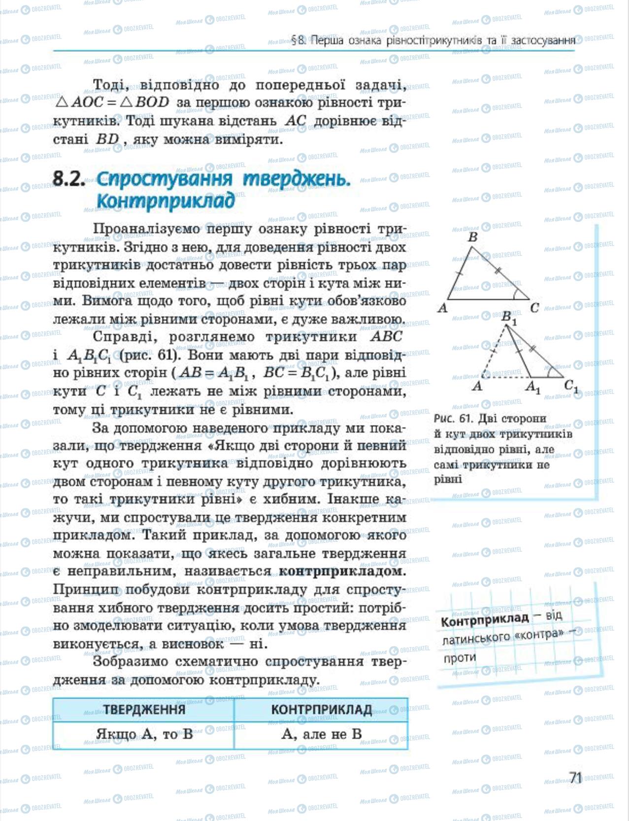 Підручники Геометрія 7 клас сторінка 71