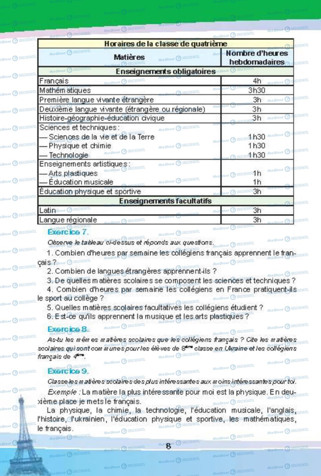Учебники Французский язык 8 класс страница 8