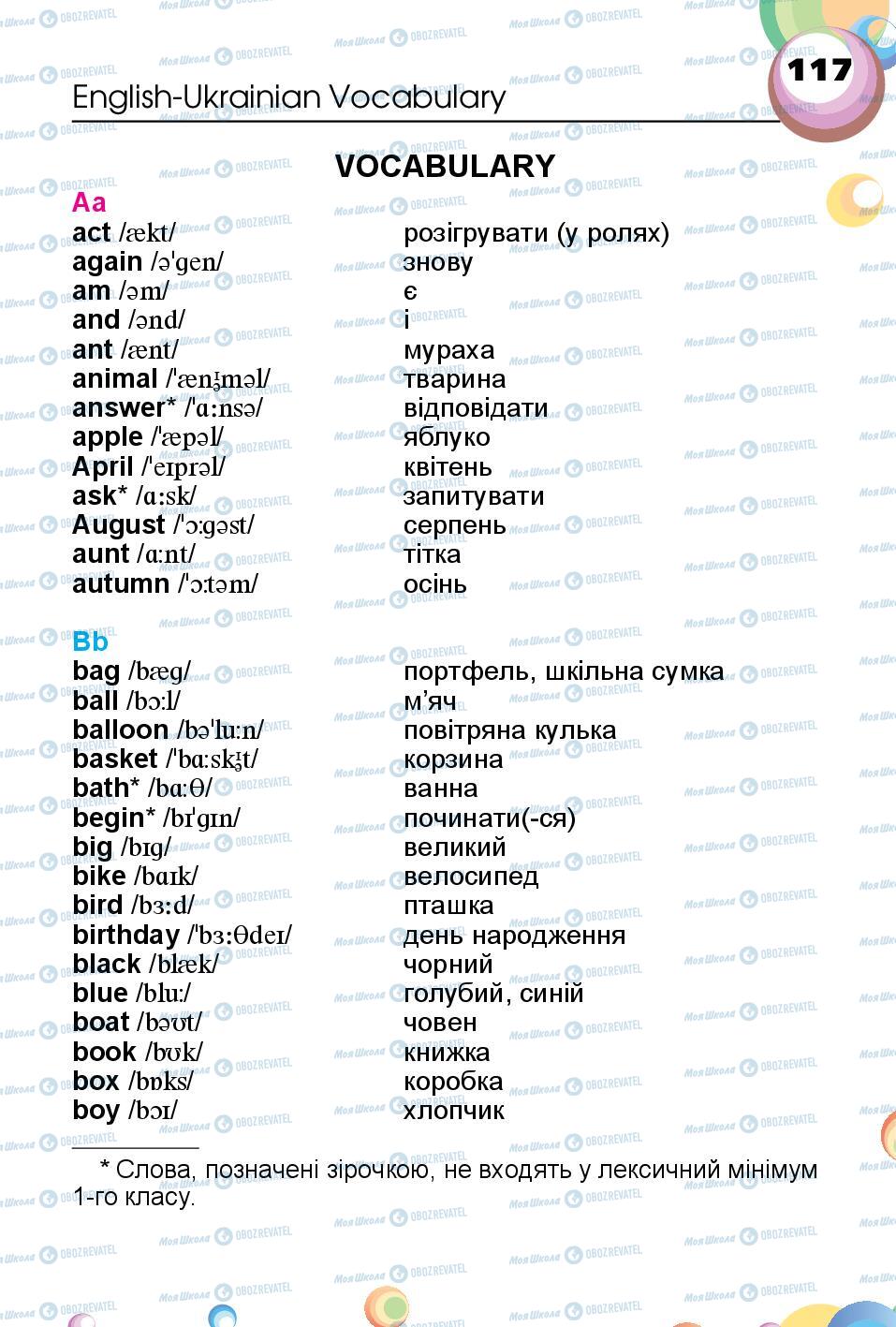 Підручники Англійська мова 1 клас сторінка 117