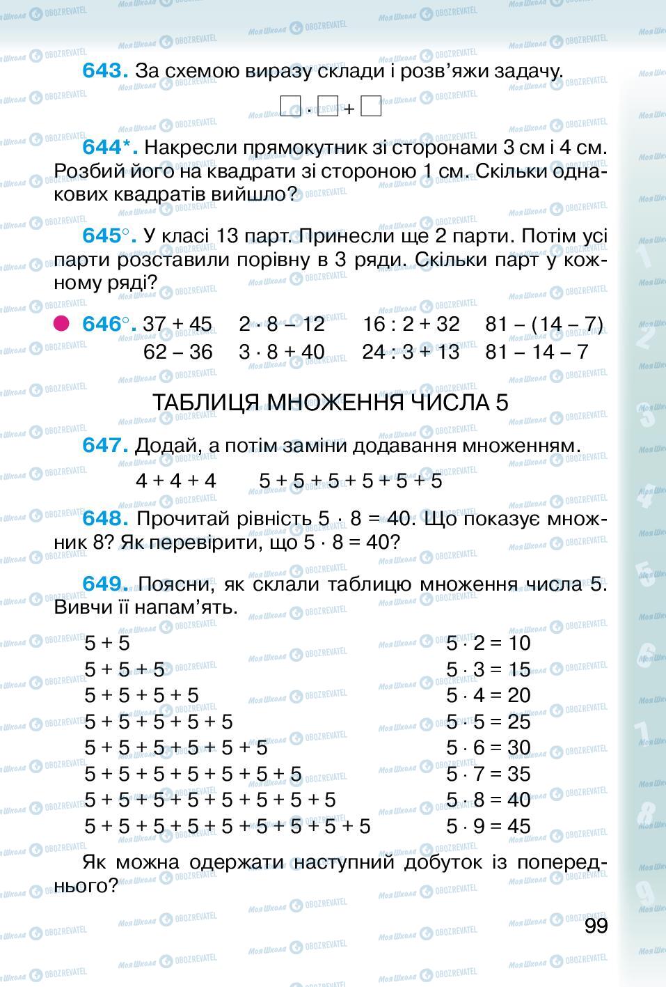 Підручники Математика 2 клас сторінка 99