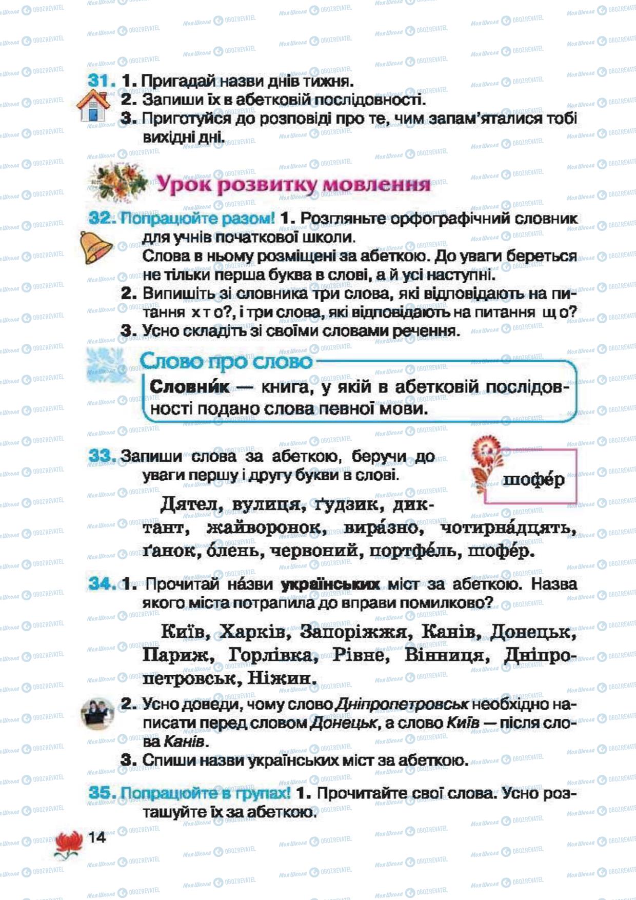 Підручники Українська мова 2 клас сторінка 14