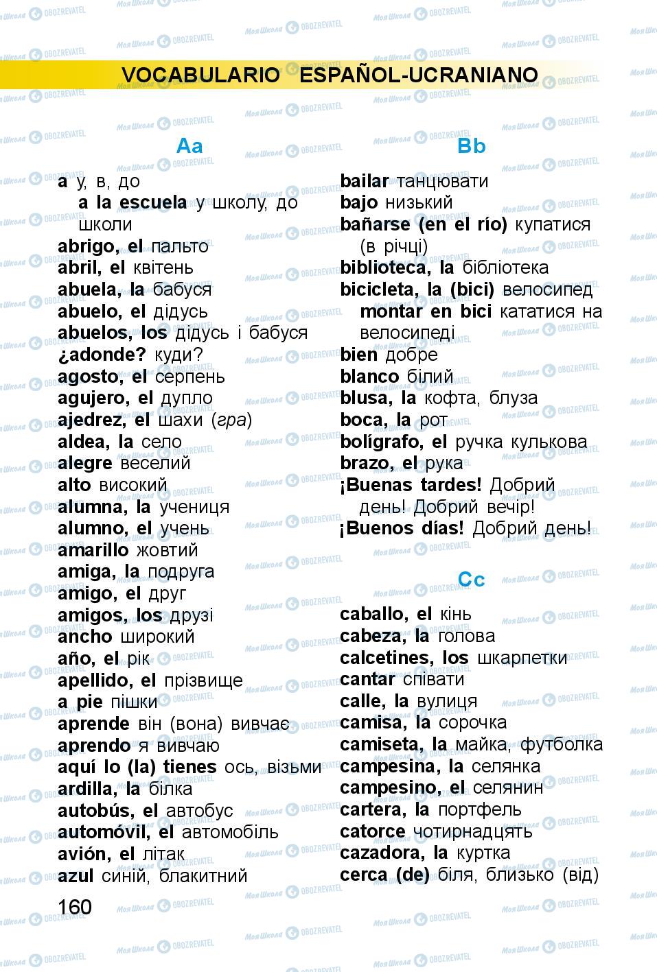 Підручники Іспанська мова 2 клас сторінка 160